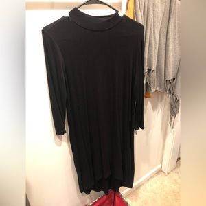 Black mock turtle neck dress